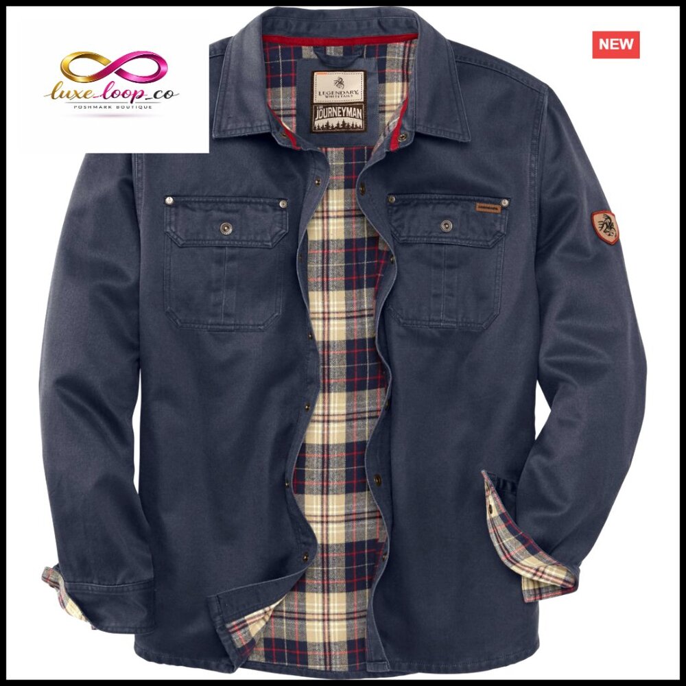Flannel Lined Waxed Cotton Shirt Jacket Water Resistant Men's Outdoor